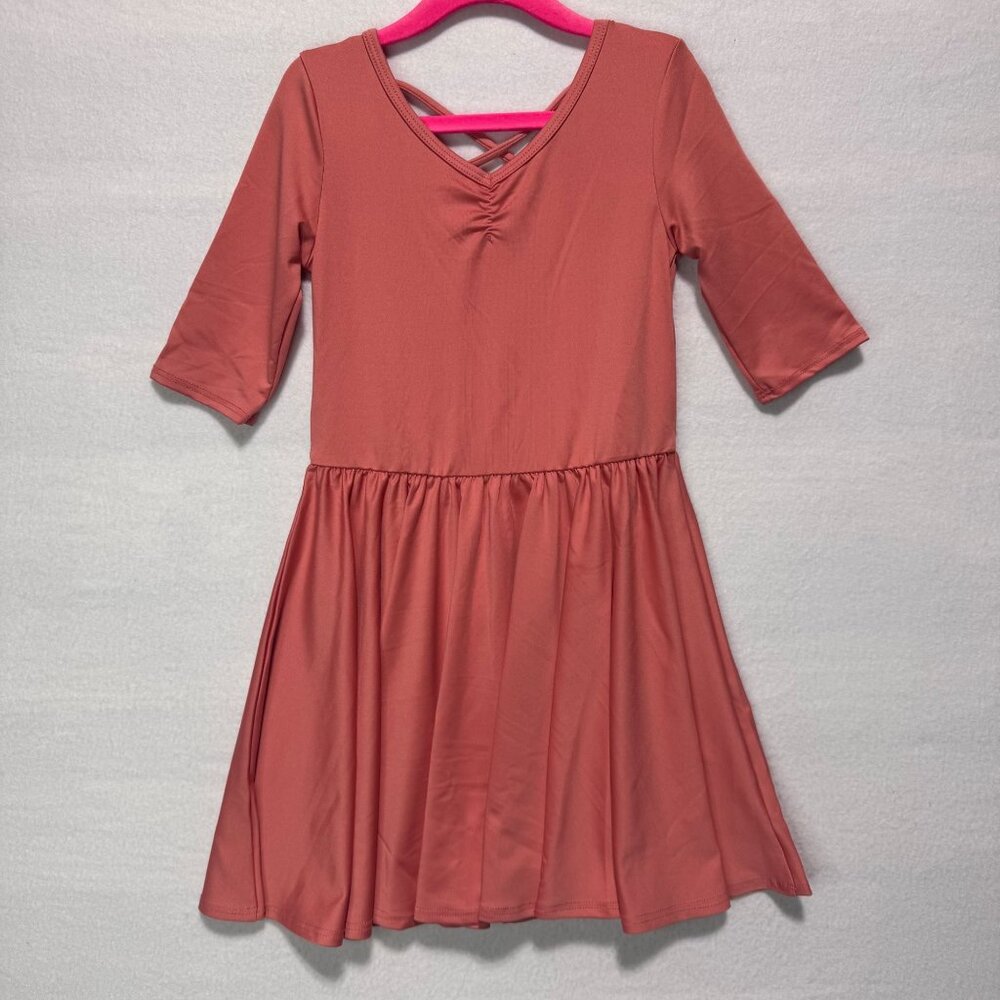 Girls Dress Size 5/6 DotDotSmile Solid Salmon Color New With Tags